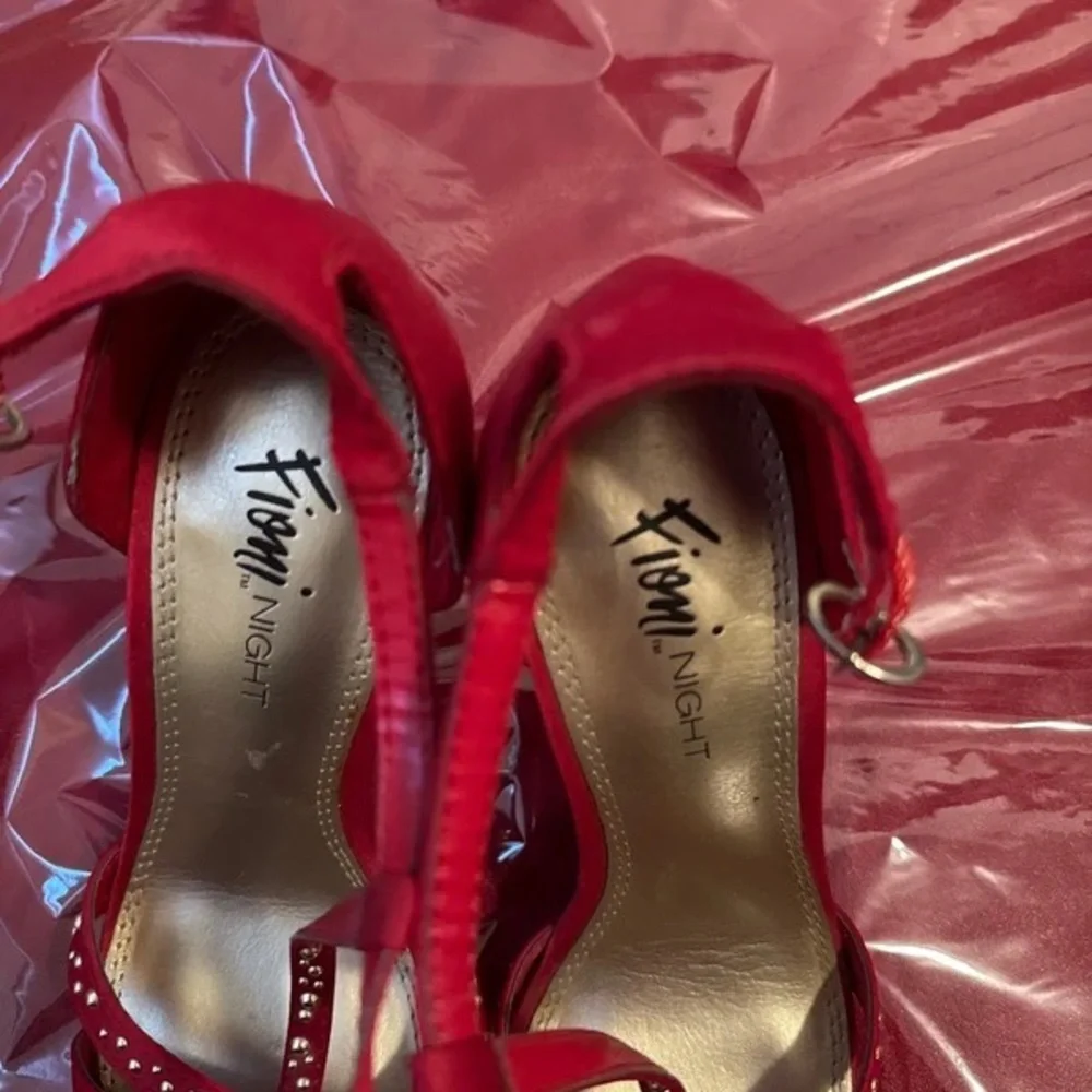 Women's Red Embellished Open-Toe High Heel Sandals